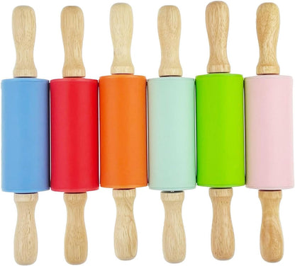 4 Pack Mini Small Rolling Pin 9 Inch Kids Rolling Pin Wooden Handle for Home Kitchen