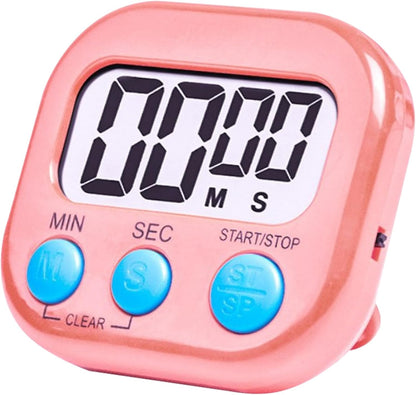 Small Digital Timer for Kitchen Cooking Baking Sports Office Meeting Multi-Function Count Up Countdown Magnetic Backing and ON/Off Switch Desk Electronic Timer (Black)