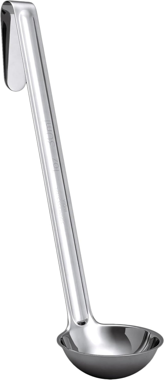Sturdy, Ergonomic Combo Sizes Ladles 5 Pk. 1 2 4 6 8 Oz Stainless Steel Ladle with Long Handles. Best Kitchen Supplies for Stirring, Portioning and Serving Soup, Chili and Stew in Restaurants and Home