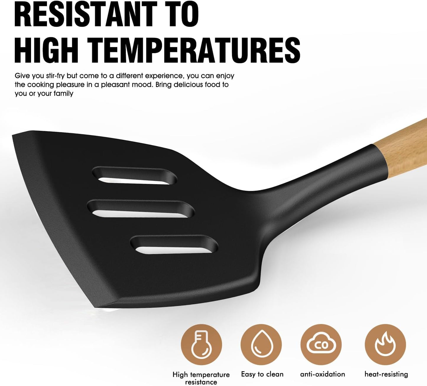 oannao Silicone Cooking Utensils Kitchen Utensil Set - 446°F Heat Resistant Silicone Kitchen Utensils Set, Spatula,Turner Tongs, Spoon, Whisk,Kitchen Gadgets for Nonstick Cookware, BPA Free (Gray)