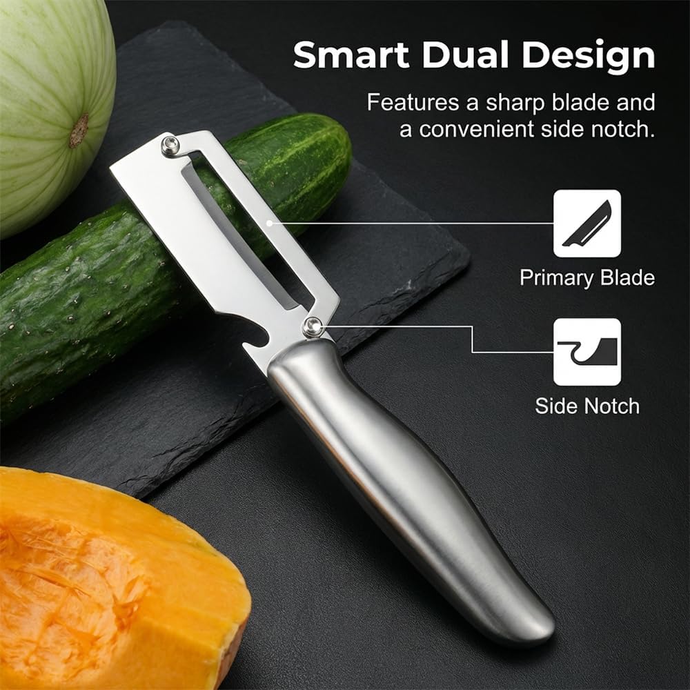 Multi-Functional Vegetable Peeler for Kitchen, 2026 New Vegetable Peeler with Wooden Handle and Bottle Opener, 2 in 1 Stainless Steel Kitchen Tool for Fruit Apple Potato Pumpkin Slicer (brown, 1PCS)