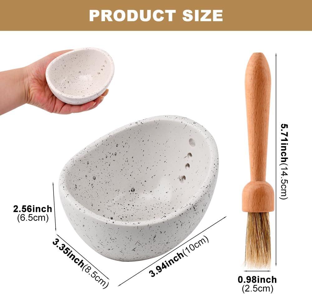 Pottery Herb Stripper Bowl, Small Handmade Resin Herb Stripper, Ceramic Herbs Grinder Pill Crusher Set Parsley Thyme Rosemary, for Pill Crusher, Spice, with Multi Size Holes(Color:White)