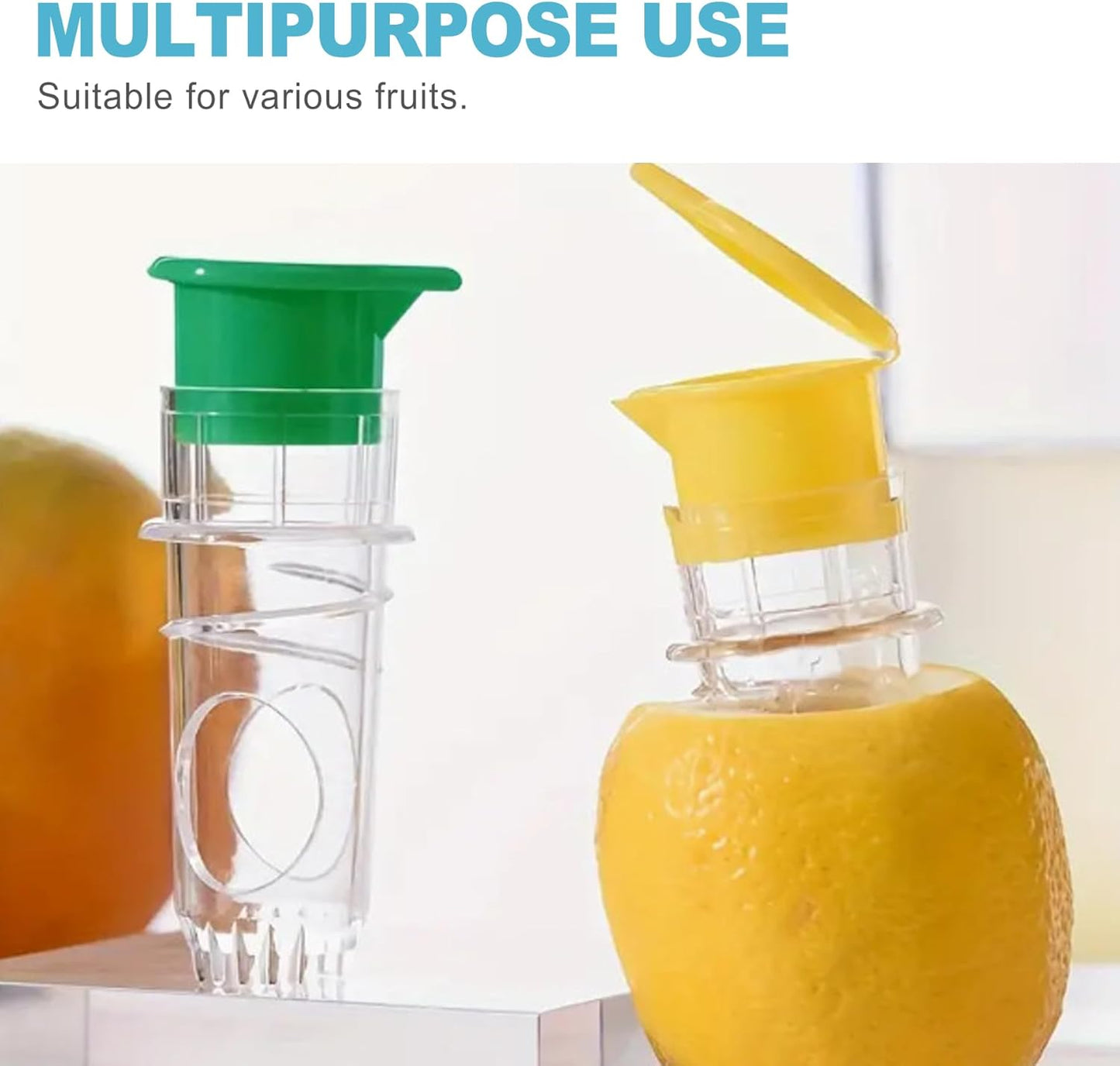 CoguZed 2 Pack Manual Screw-In Lemon & Lime Juicer – Mini Portable Citrus Squeezer with Lid for Fresh Juice Extraction