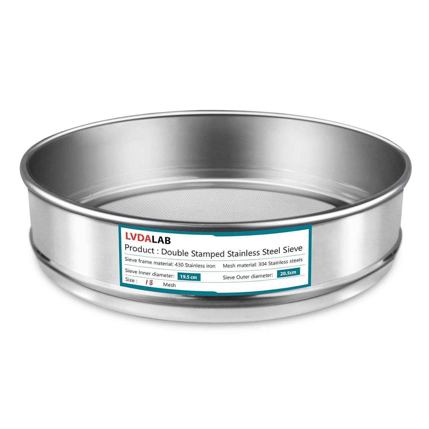 304 Stainless Steel Mesh Lab Sieve, 10 Mesh (2mm) Aperture Test Sieve, 7.9Inch(20cm) Diameter Economy Standard Analysis Sample Test Sieves for Industrial Laboratory Homes - Colors A