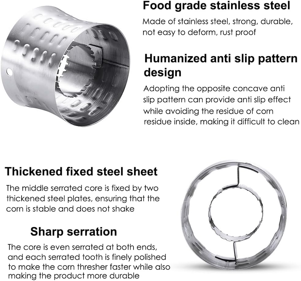 AKOAK 1 Pack Stainless Steel Rotating Corn Sheller Creative Corn Kernels Stripper Kitchen Gadget