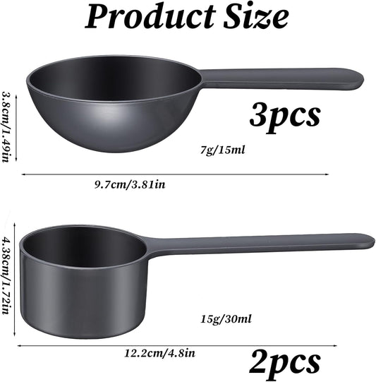 Plastic Coffee Measuring Spoon, 5 Pack Small Scoops for Canisters 15g & 7g Tablespoon Measuring Spoon Short Handle Coffee Scoop for Tea, Sugar, Cereal, Spices (Black)
