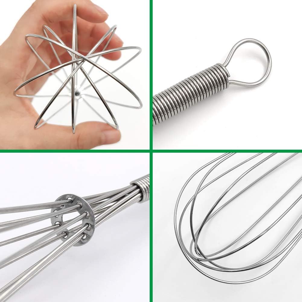 ForTomorrow Stainless Steel Whisk Set - 8"+10"+12" Thin Handle Wisk Balloon Wire Whisks Kitchen Tool for Cooking, Baking, Mixing Blending, Whisking, Beating, Stirring