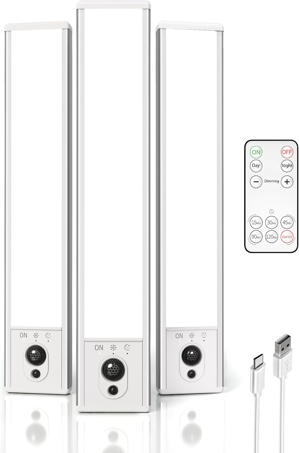 EZVALO 5-Pack Under Cabinet Lighting with Charging Station, 2400mAh Motion Sensor Light, LED Coutner Lights Wireless, 3000K Dimmable, Timer, Magnetic, with Remote Control for Kitchen, Closet, Stair