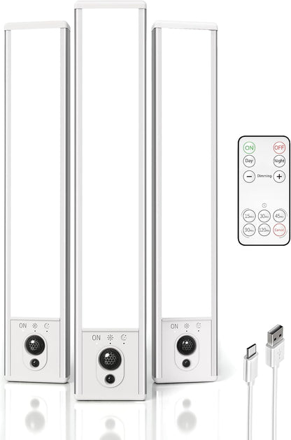 EZVALO 5-Pack Under Cabinet Lighting with Charging Station, 2400mAh Motion Sensor Light, LED Coutner Lights Wireless, 3000K Dimmable, Timer, Magnetic, with Remote Control for Kitchen, Closet, Stair