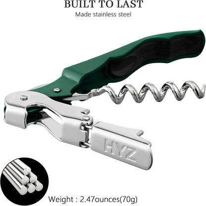 HYZ 2-Pack Wine Opener Waiter Corkscrew, Professional Wine Key for Servers, Bartender, with Foil Cutter, Manual Wine Bottle Opener Double Hinged (Black)