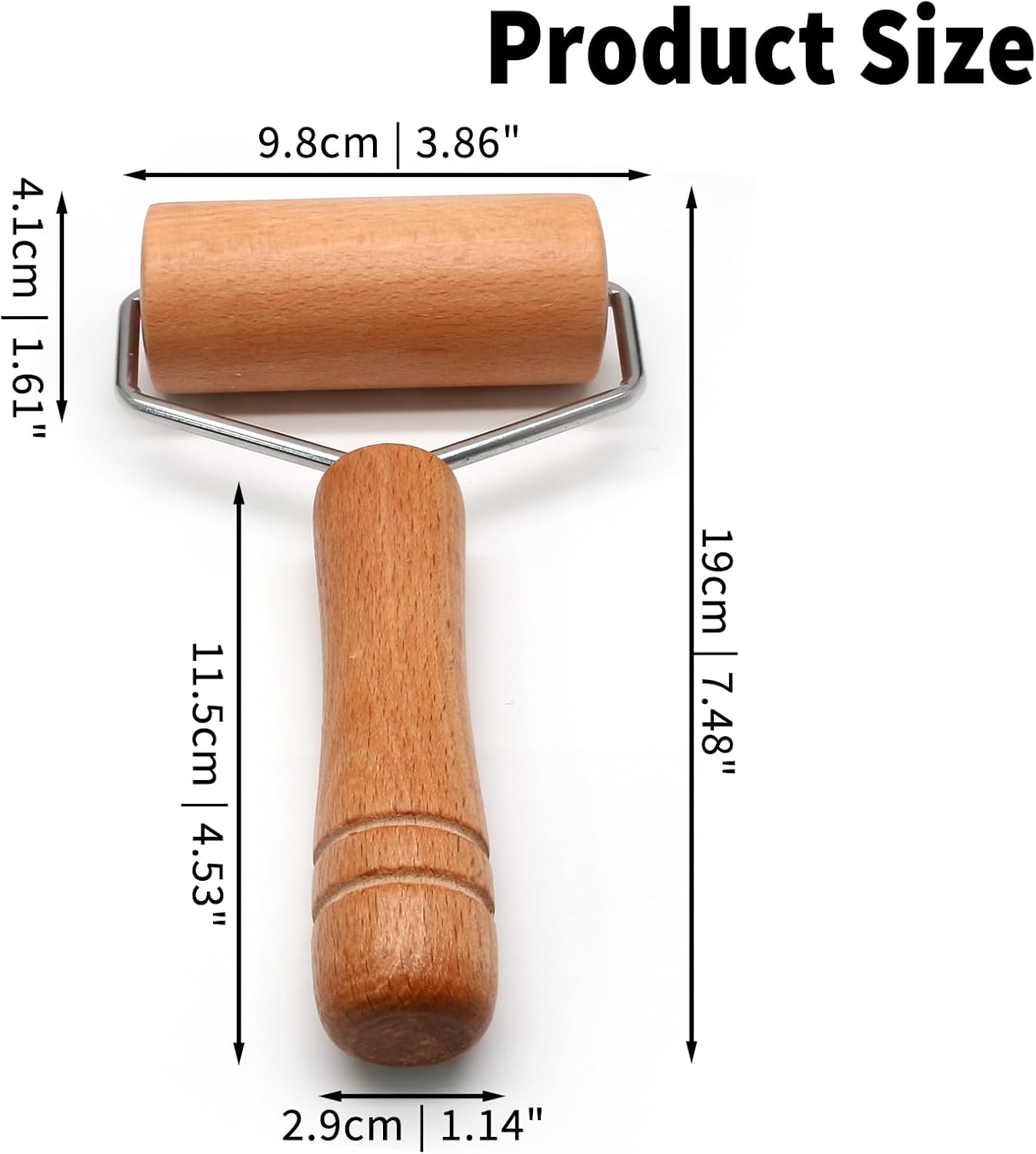 Wooden Rolling Pin, Ergonomic Non-Stick Pizza Baker Dough Pastry Roller for Kitchen Home Cooking Baking (T Square Type)