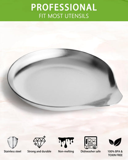 VanlonPro Stainless Steel Spoon Rest, Spatula Ladle Holder, Stainless Steel Utensil Spoon Rest Holder, Brushed Finish, Dishwasher Safe 9.8 x 3.7 Inch (Silver 1PC)