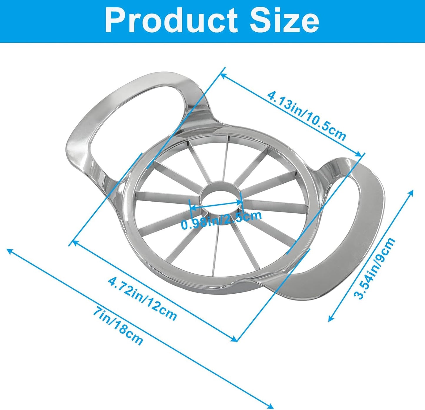 8-Blade Extra Large Apple Slicer, Heavy Duty Apple Cutter Stainless Steel Apple Corer, Sharp Fruit Divider Easy to Use for Kitchen/Home Cooks