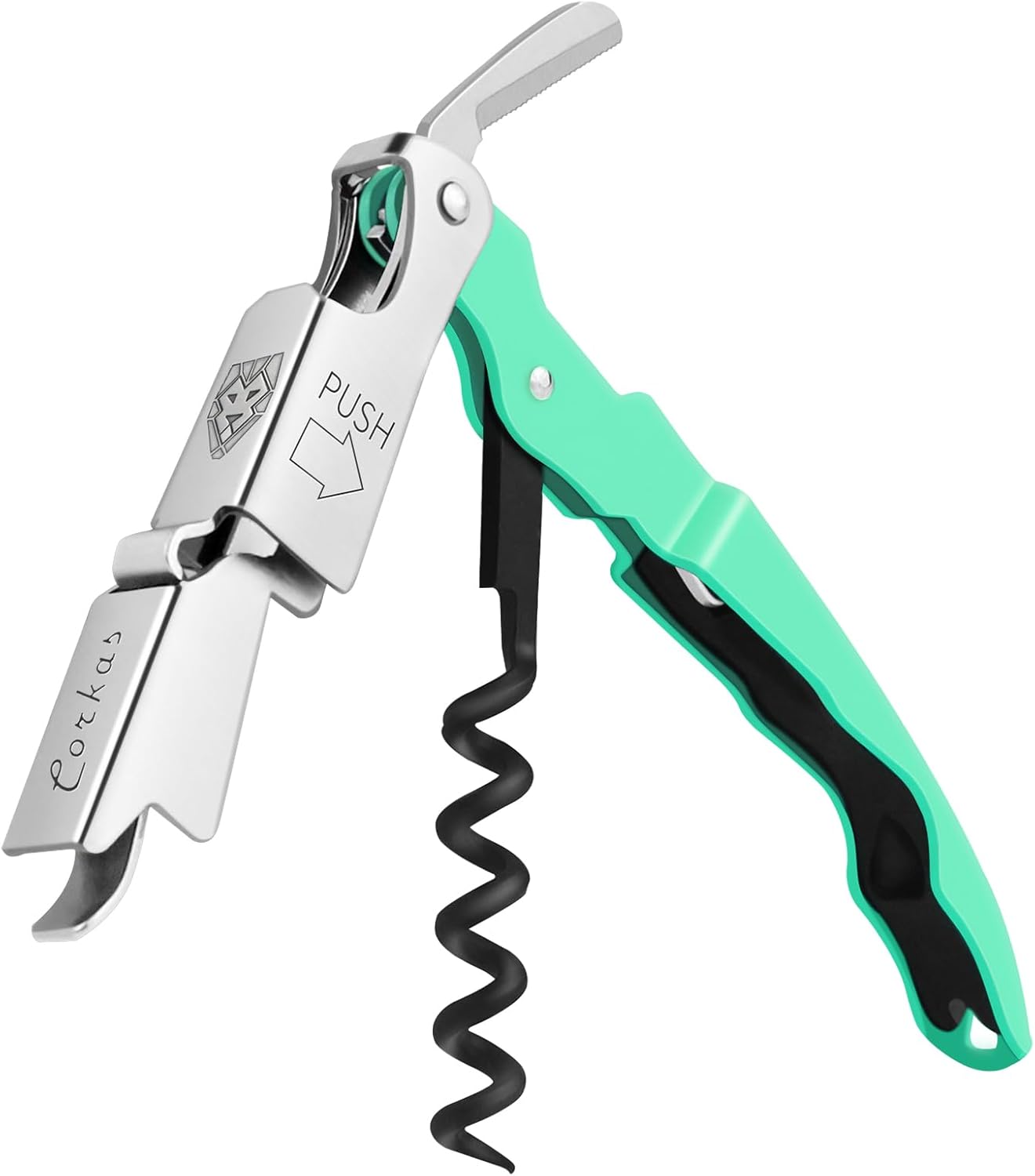 CORKAS Wine Key - Professional Handcrafted Heavy Duty Waiter Corkscrew, Compact Wine Opener with Double Hinged, Foil Cutter and Bottle Opener, Gifts for Servers, Sommelier, Bartenders - Red