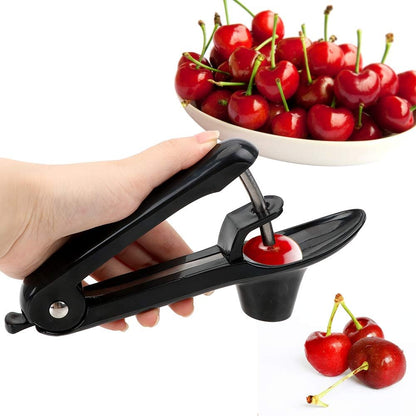 Cherry Pitter Tool, Heavy Duty Olive Pitter Tool,Cherry Stoner Pitter Core Remover, Portable Cherry Pitter kitchen aid with Space-Saving Lock Design - Black