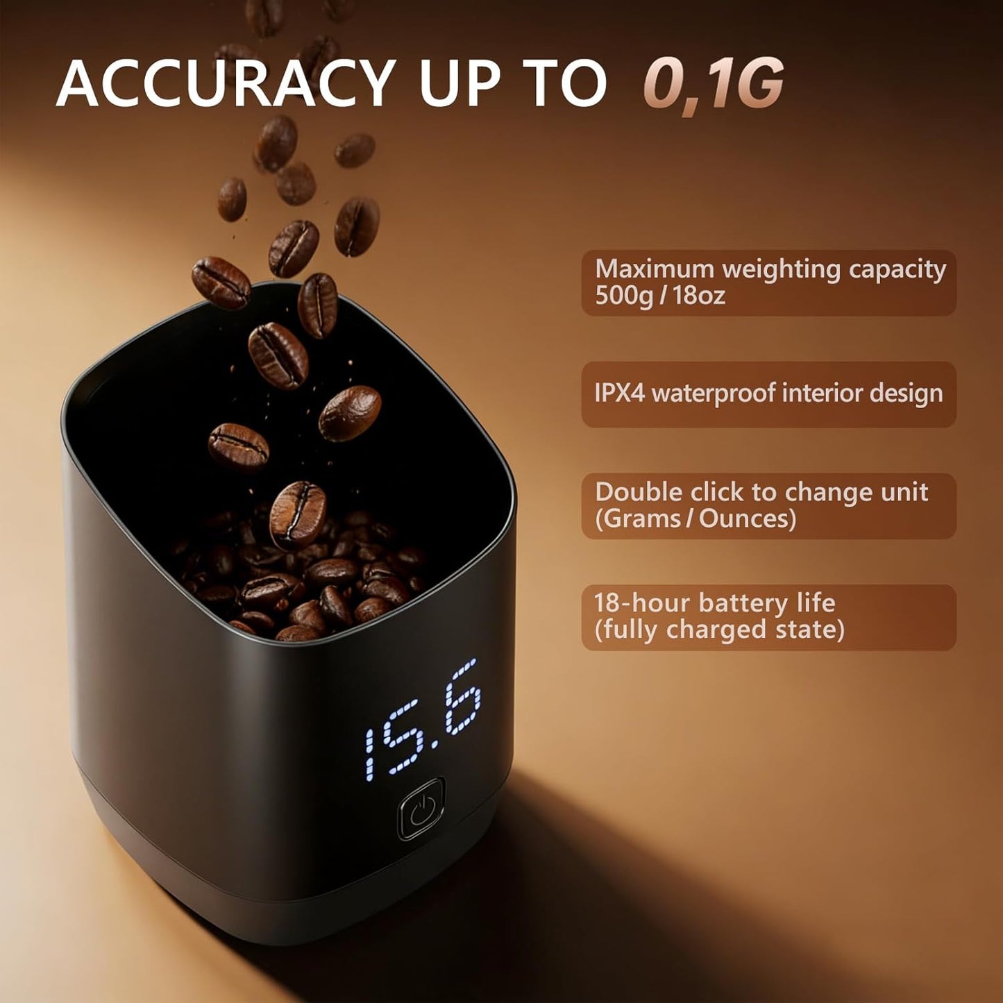 Digital Coffee Scale, Coffee Scale, Espresso Scale, Digital Coffee Bean Dosing Cup, 0.1g High Precision Mini Coffee Scale for Pour Over, Espresso, and French Press, with LED Display, Tare Function