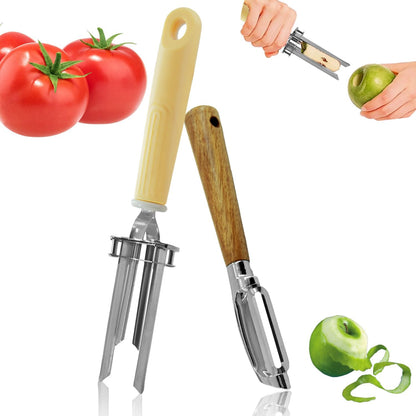 Apple Corer Tool And Peeler, Adjustable-Diameter Fruit And Vegetable Corer（Stainless Steel,2Pcs）