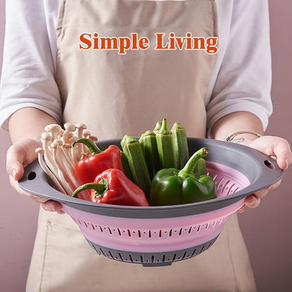 Collapsible Colander and Strainer,Silicone Strainer Colanders & Food Strainers,for Vegetable and Fruit, Kitchen Essentials (2, Blue, 1.3L+2.5L)