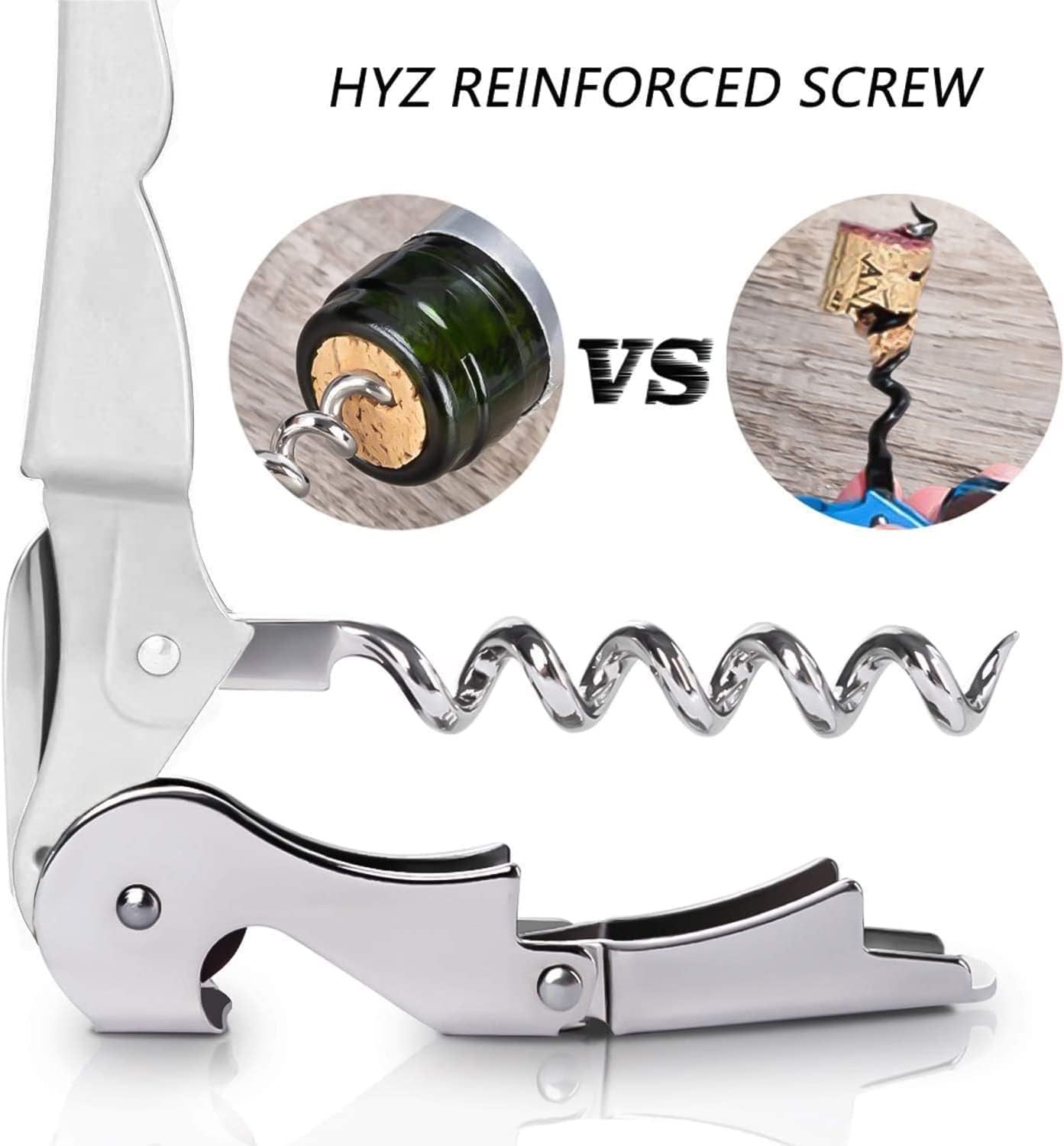 HYZ 2-Pack Wine Opener Waiter Corkscrew, Professional Wine Key for Servers, Bartender, with Foil Cutter, Manual Wine Bottle Opener Double Hinged (Black)