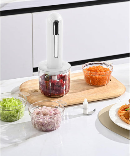 250ML Electric Garlic Chopper, Mini Portable Veggie Choppers, Garlic Grinder Masher Onion Chopper, Blender to Vegetable, Wireless Food Processor for Ginger, Chili, Fruit, Meat, etc