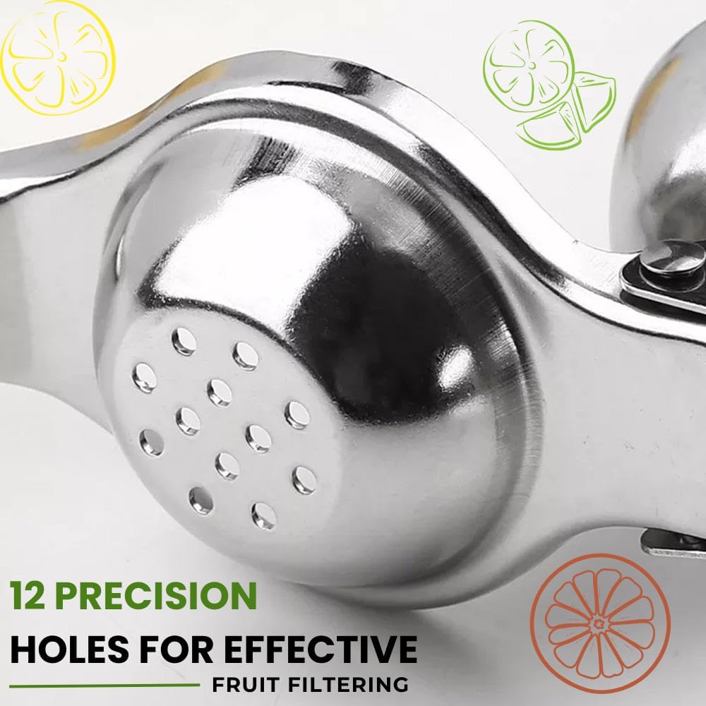 Lemon Squeezer Stainless Steel – Heavy Duty Manual Citrus Juicer Hand Press for Lemon Lime Orange – Ergonomic Non-Slip Handle, Rust-Resistant, Dishwasher Safe Kitchen Tool
