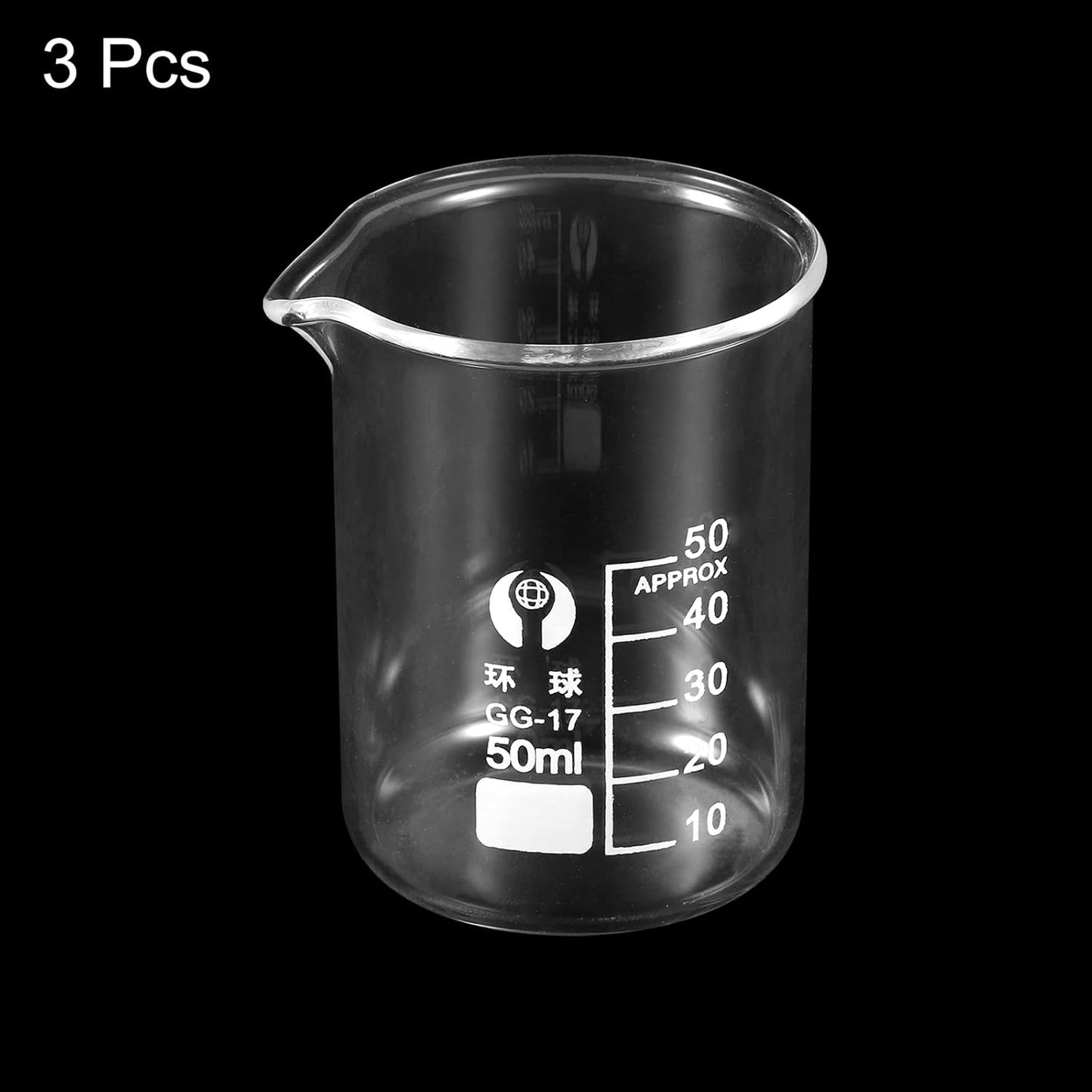 PATIKIL 3Pcs 10ml Low Form Glass Beaker, 3.3 Borosilicate Glass Graduated Printed Scale Measuring Cups with Spout for Kitchen Lab Liquids
