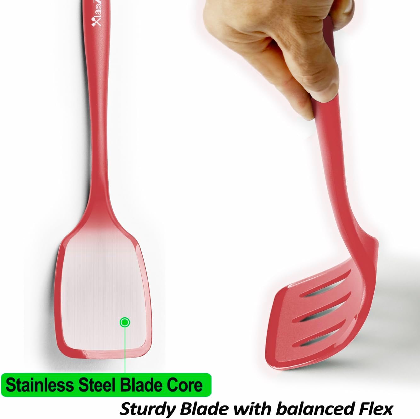 Silicone Spatula Turner Set, High Heat Resistant Spatulas with Seamless One Piece Design, Nonstick Rubber Flippers Utensils for Baking & Cooking,BPA-Free, Starry Blue,11IN