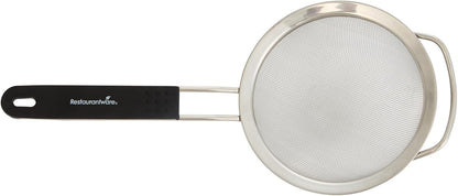 Restaurantware Fine Mesh Strainer Set of 3 Different Sizes with Silicone Handle Stainless Steel Extra Fine Mesh Strainer Heat-Resistant Handle Dishwasher-Safe for Rice, Quinoa, Pasta