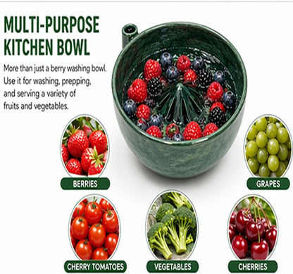 6IN Berry Swirl Bowl - 3D Printed PLA Berry Washing Bowl Plastic Style, Self Spinning Berry Basket with Fruit Washer Bowl Design, Automatic Berry Wash Bowl for Kitchen (1PCS+TOOTHSTICKS)