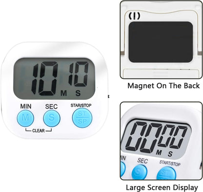 Small Digital Timer for Kitchen Cooking Baking Sports Office Meeting Multi-Function Count Up Countdown Magnetic Backing and ON/Off Switch Desk Electronic Timer (Black)