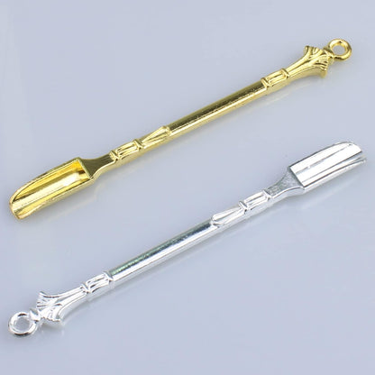 Mini Powder Medicine Scoop 2pcs Metal Shovel Spoon Shovel Scoop with Crystal for Bottle Home Supplies (Antique silver + Bronze)