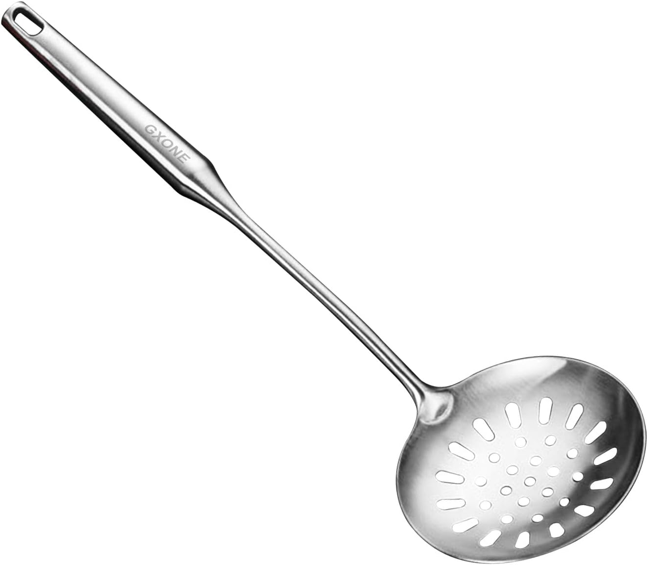 Slotted Spoon,304 Stainless Steel Skimmer Spoon with Heat Resistant Wooden Handle,Silver/15.8Inch