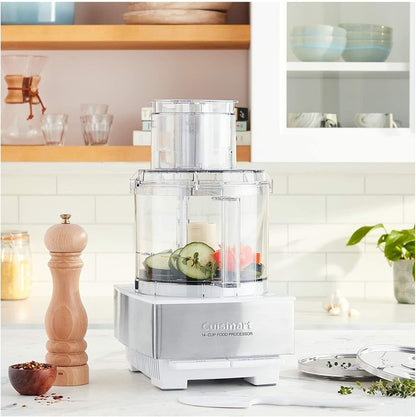 Cuisinart 7-Cup Pro Classic Food Processor, 600-Watt Motor, Vegetable Chopper & Blender for Mincing, Dicing, Shredding, Puree & Kneading Dough, DLC-10SYP1, White