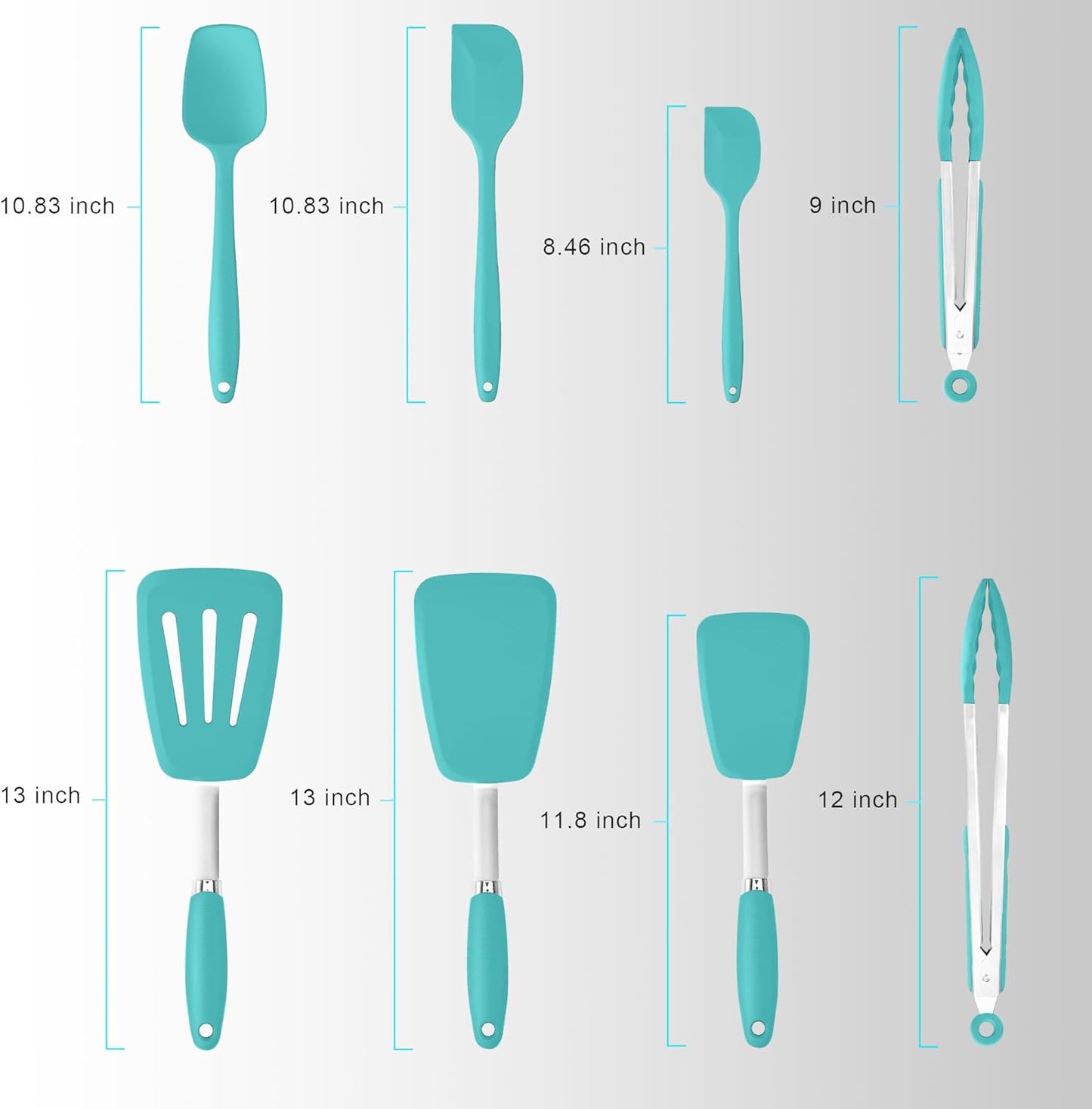 Silicone Spatulas Set Turners Tongs Cooking Utensils Set High Heat Resistant Kitchen Scraper Spatulas for Cooking Mixing Baking BPA Free Dishwasher Safe, Black