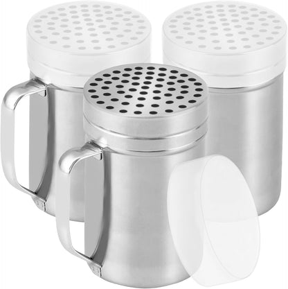 CUSINIUM 14oz Metal Parmesan Cheese Shaker with Large Holes - With Handle - Chili Flakes Dispensers - Pizza Shaker | Style: Coarse