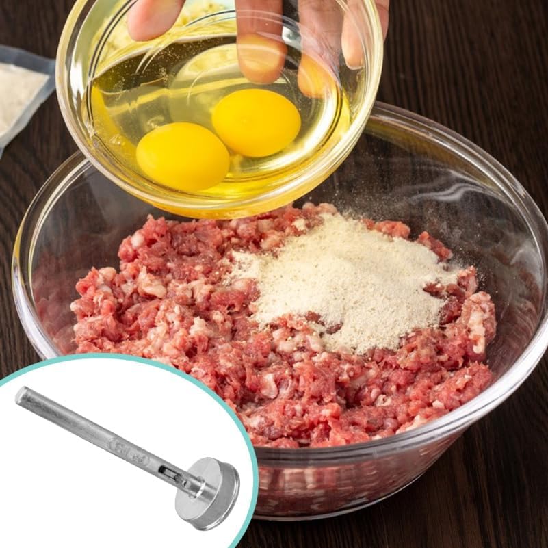 OUNONA Kitchen Gadgets Non-Stick Meatball Spoon Falafel Squeeze Scoop Mold Melon Maker Pressure Pop Baller Cake Fish Ball Tool Tongs Cookie Meatball Press Making Tools Aluminum