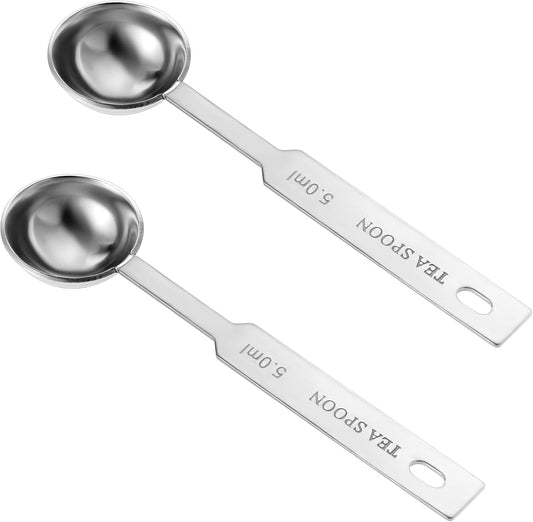 2 PCS Teaspoon Measuring Spoon Set Stainless Steel Single Tablespoon Measuring Spoon Metal Long Handle Measuring Spoons, Kitchen Gadgets for Cooking & Baking (1/3 tbsp | 5 ml |5 cc| 1/6 oz)