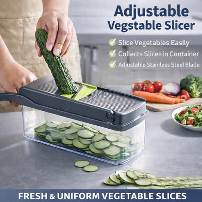 16-in-1 Vegetable Chopper Mandoline Slicer with Container, Food Processor, Food Chopper, Onion Chopper, Veggie Cutter for Salad, Potato Cutter, French Fry Cutter, Kitchen Gadgets & Accessories