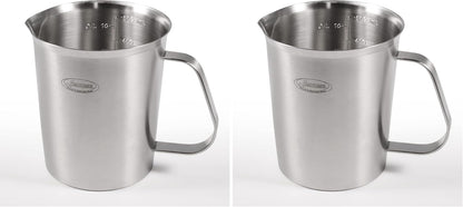 Newness Stainless Steel Measuring Cup, Metal Measuring Cup with Handle (Upgraded, 3 Marking Including Cup/ML/Ounce Scale), 16 Ounces (0.5 Liter, 2 Cup)