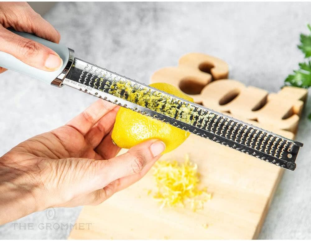 Premium Classic Series Zester - Pomegranate Red | Lemon Zester tool, Hard Cheese & Vegetable Grater | For Citrus, Parmesan Cheese, Garlic, Ginger, Nutmeg | Fine Stainless Steel Blade, Made in USA