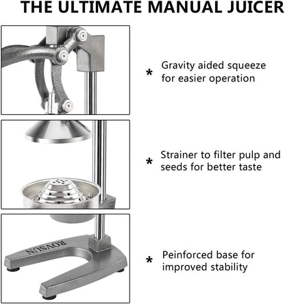 ROVSUN Commercial Grade Citrus Juicer Hand Press Manual Fruit Juicer Juice Squeezer Citrus Orange Lemon Pomegranate (White)