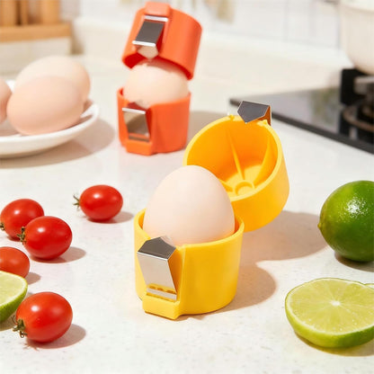 Premium PP Egg Shell Opener & Egg Cracker, Multifunctional Egg Peeler & Egg Opener Tool for Raw Eggs, Quick Clean Crack for Home Kitchen Gadgets, Stainless Steel Blade,Yellow Bright