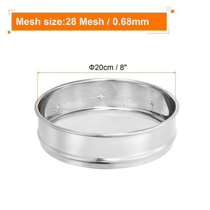PATIKIL 40 Mesh Lab Sieve, 8" Diameter Test Sieve 304 Stainless Steel Wire Cloth (0.45mm) for Industrial Laboratory - Colors B