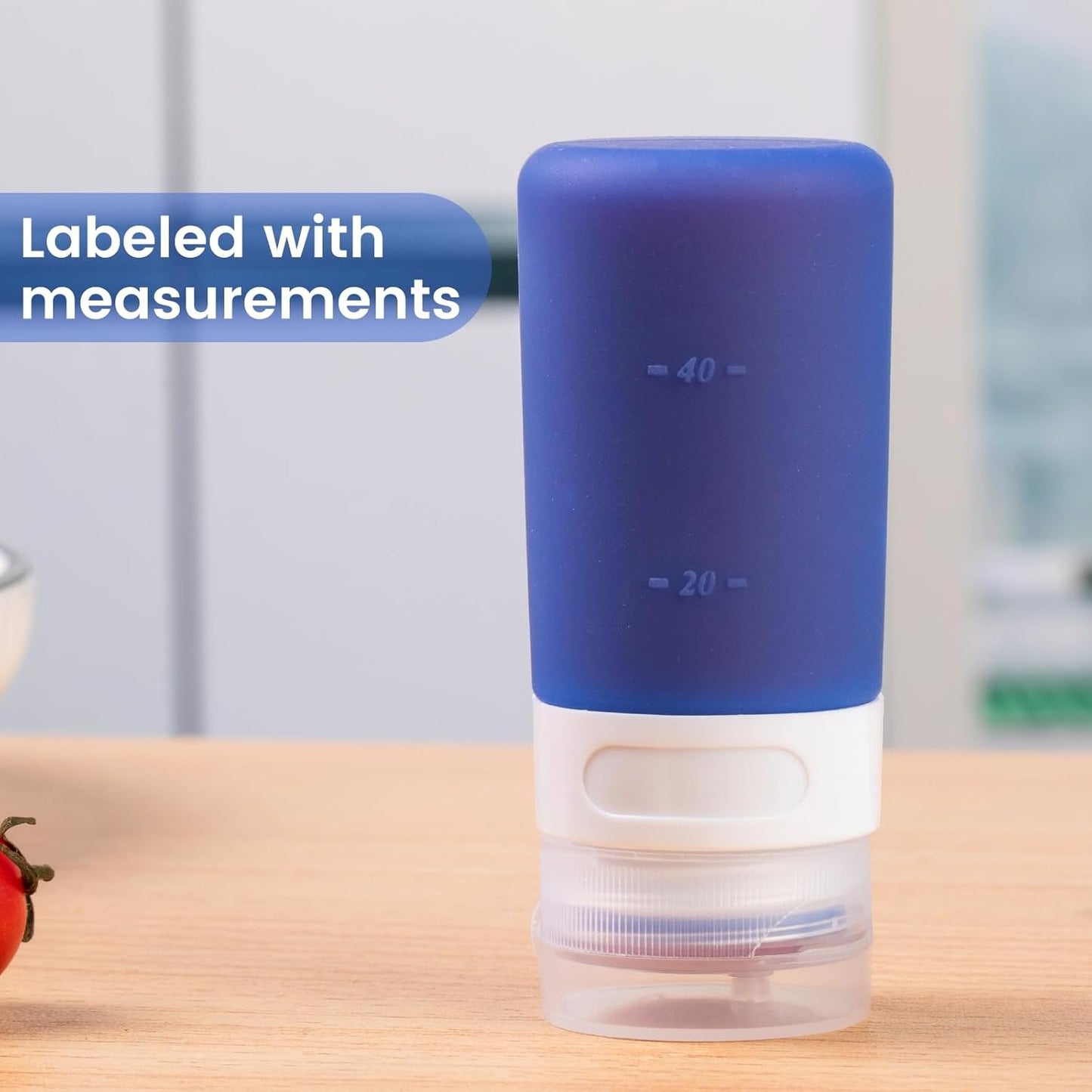 MICEBAY Condiment Squeeze Bottles for Sauces, 2-oz Mini Silicone Salad Dressing Container to Go with Reusable Sandwich Bag, Leakproof Ketchup Bottle for Bento Lunch Box, 4 Pack, Candies