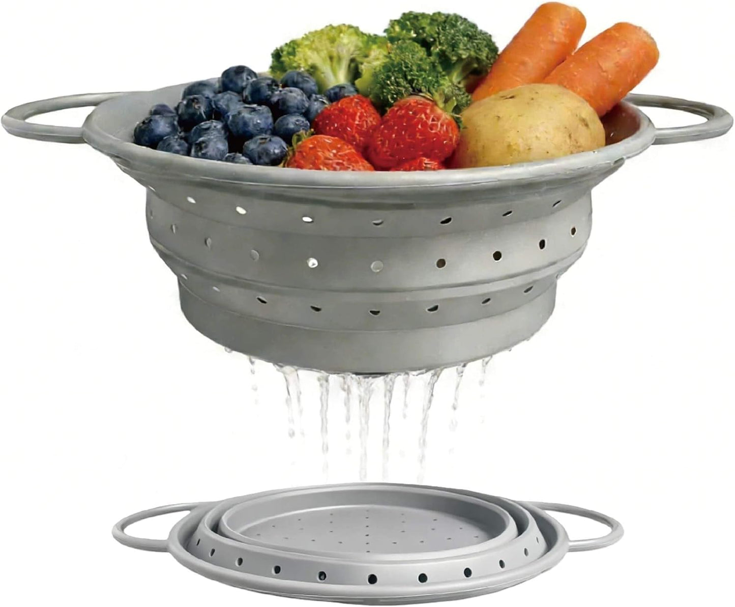 2-Quart Silicone Collapsible Colander – For Kitchen Use, Pasta Strainer, Strainers & Collapsible Strainers (Slate Gray, 2-Quart)