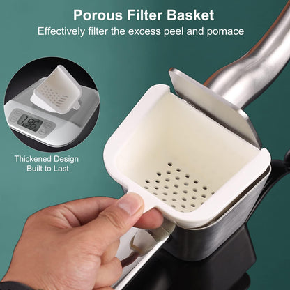 SUCCFLY Lemon Squeezer Stainless Steel, Manual Juicer Citrus Lime Orange Fruit Squeezer Heavy Duty Ergonomic Handle Labor-saving Large Capacity Juice Press Hand Handheld Juicer (5 Year Warranty)