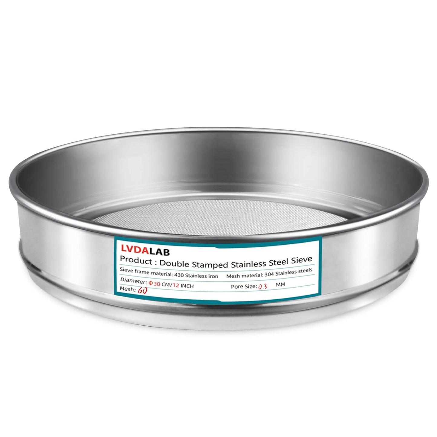 304 Stainless Steel Lab Sieve Screen Mesh, 6 Mesh(3.5mm) Aperture Test Sieve, 12Inch(30cm) Diameter Economy Standard Analysis Sample Test Sieves for Industrial Laboratory Homes - Colors B
