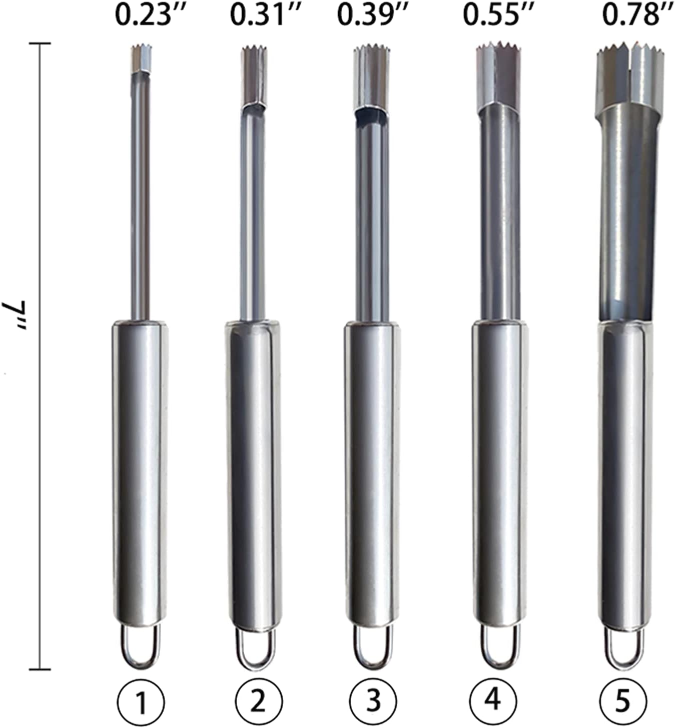 6 Pieces Corer and Pitter Fruit & Vegetable Multi-Function Stainless Corer and Pitter Remover Set for Apple, Pear, Cherry, Jujube, Red Dates, Berry, Chili