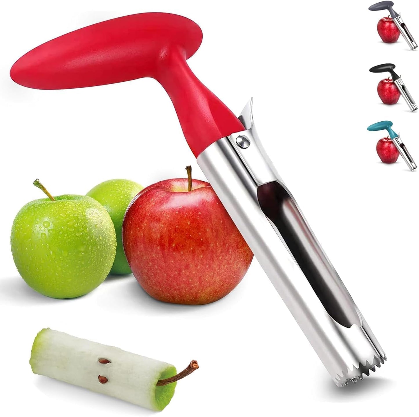 Premium Apple Corer Tool - Easy to Use & Clean, Ultra Sharp, Sturdy Ergonomic Handle - Durable Corer Remover for Baking & More (Gray)