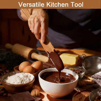 2Pcs Wooden Spurtle for Sourdough Starter, Mixing, Reaching Bottom of Jar, Dough Whisk, Long Handle Spatula, Kitchen Tools for NonStick Cookware, Baking & Cooking Utensils